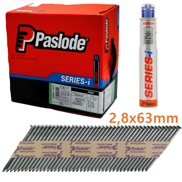 Gwoździe do gwoździarki pierścieniowe Paslode 2,8x63 1250 szt + 1 Gaz