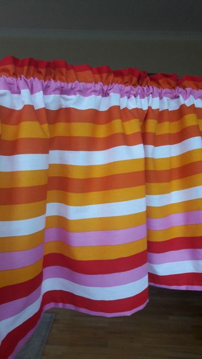 Kolorowa bawełniana zazdrostka w pasy 140 x 41,5 ,lambrekin pasiak