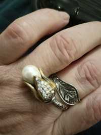 Srebrny próba 925 orientalny  pierścionek z naturalną perła