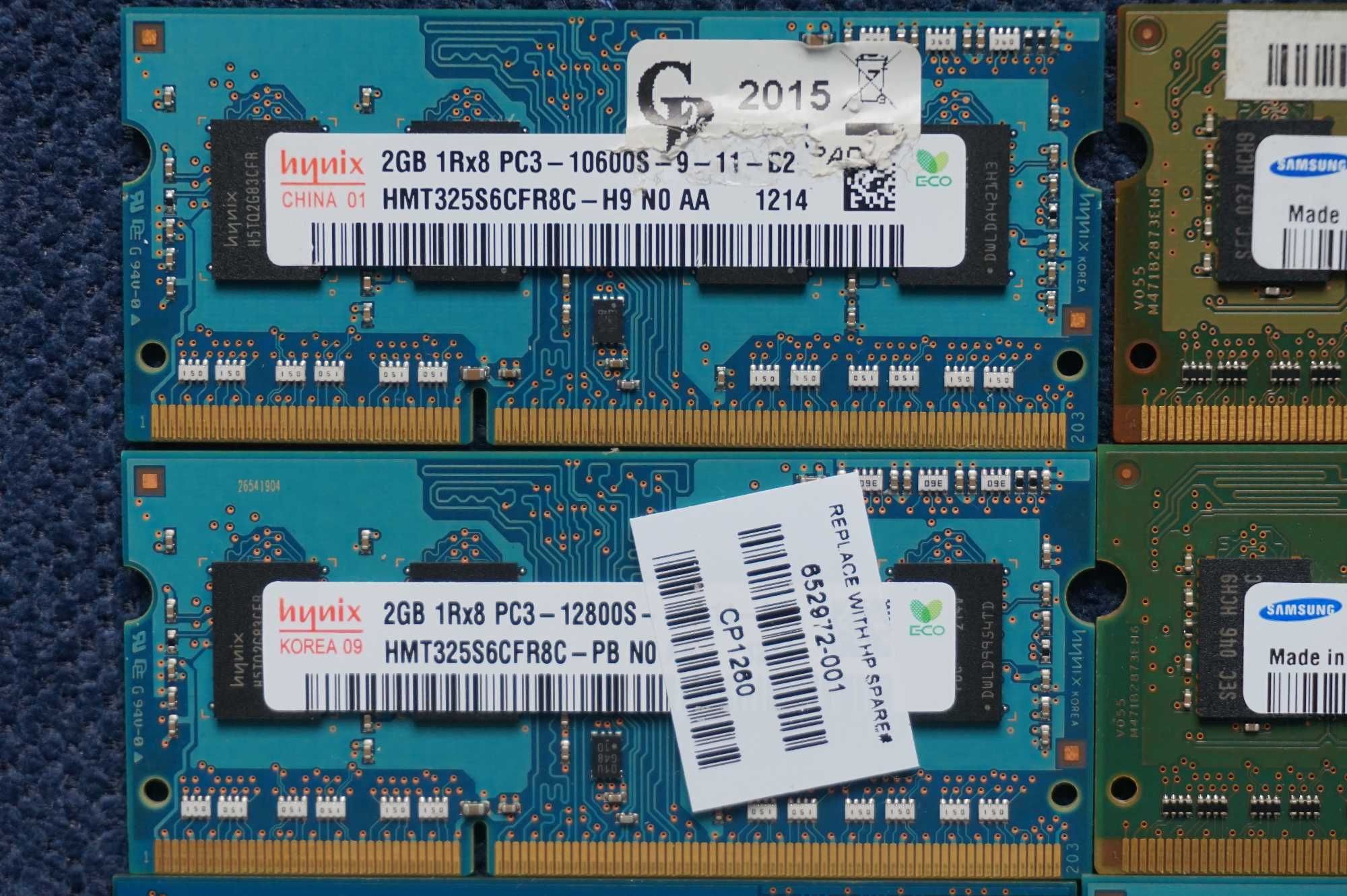 Pamięć Ram ddr3 8sztx 2GB pc3 samsung hynix 1600 laptop 16gb 1333 ddr2