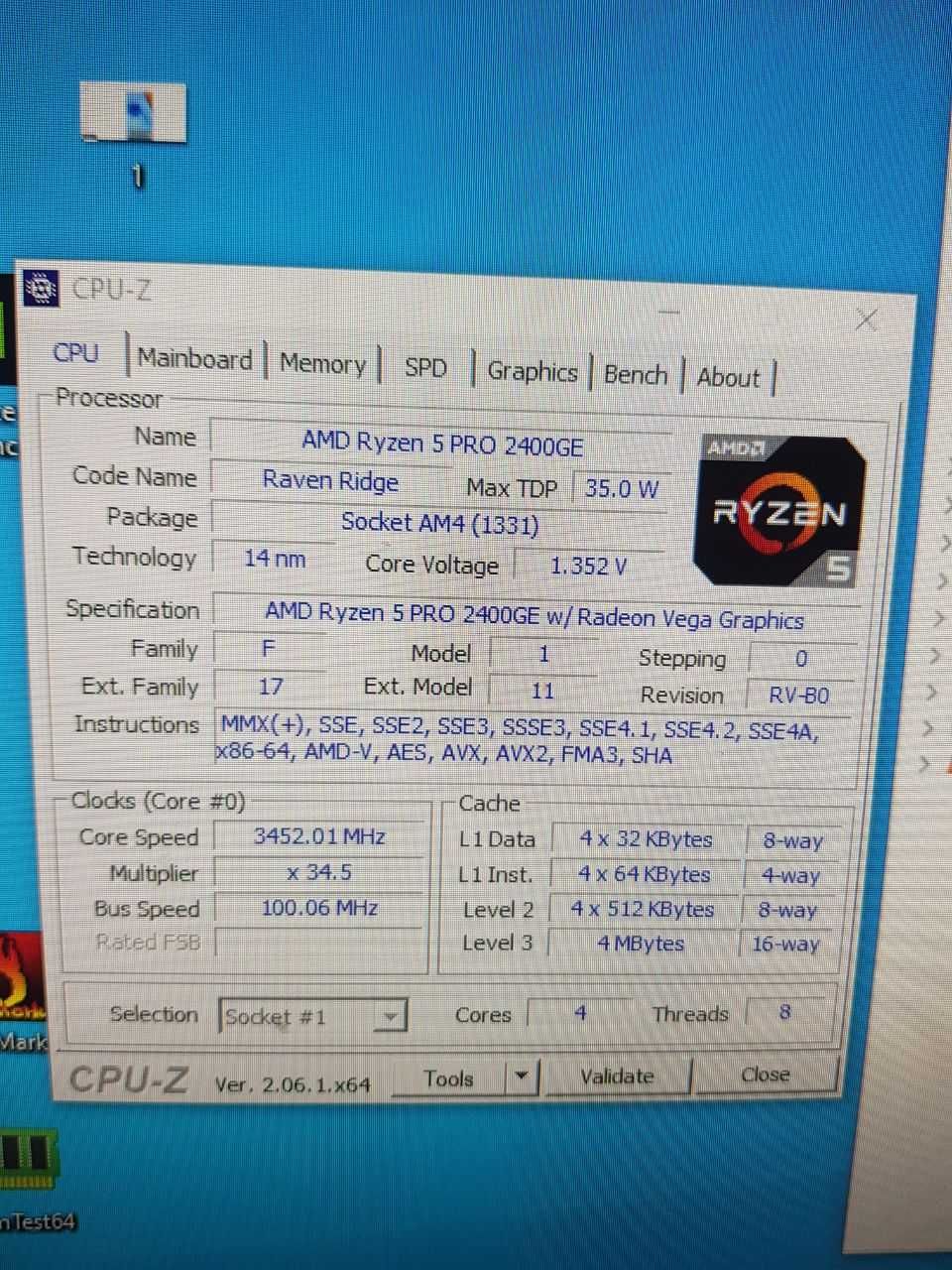 Процесор AMD Ryzen 5 PRO 2400GE PRO Socket AM4 2400G