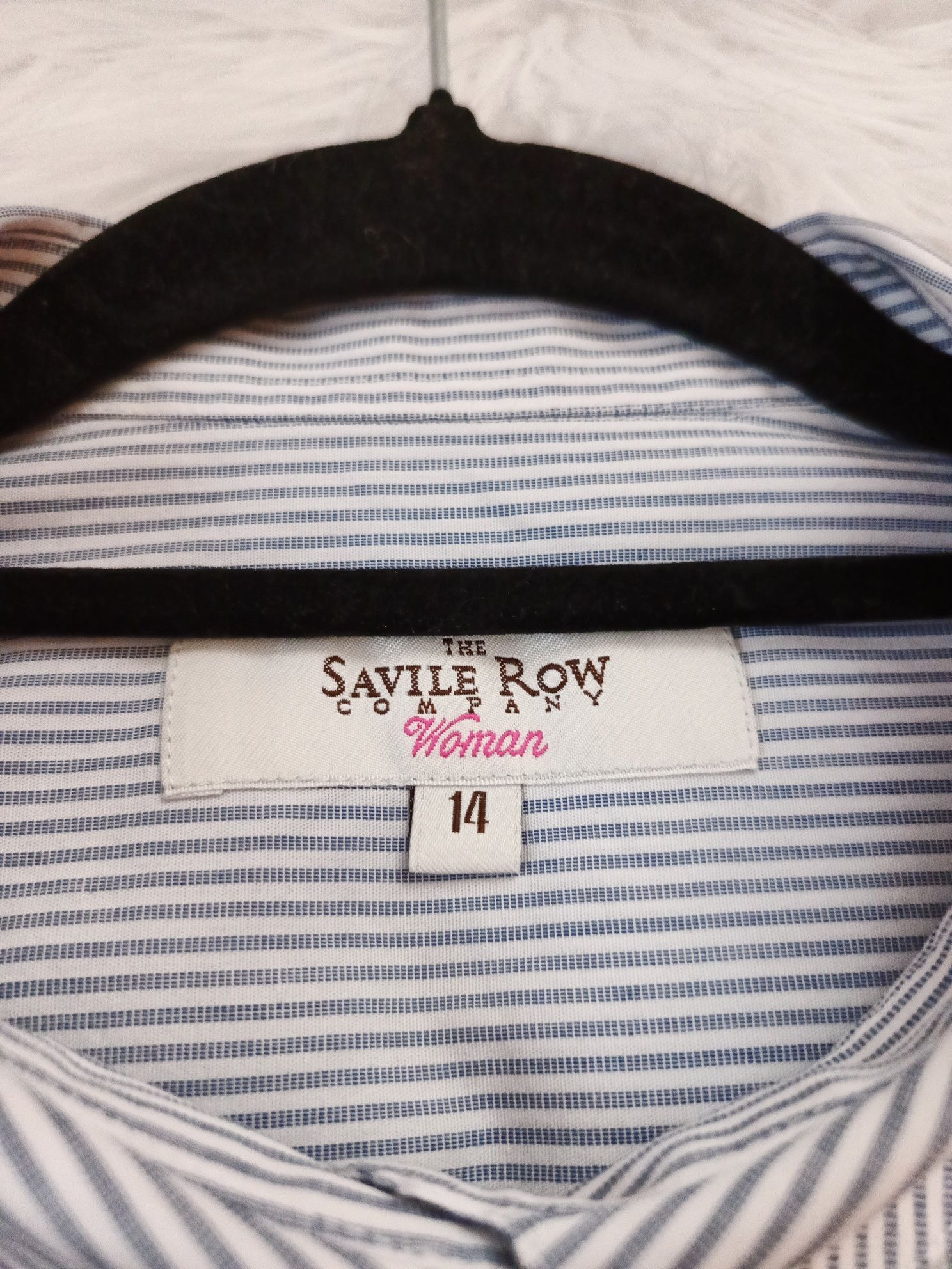Koszula damska, Savile Row, 14/42, błękitny prążek, 100% bawełna