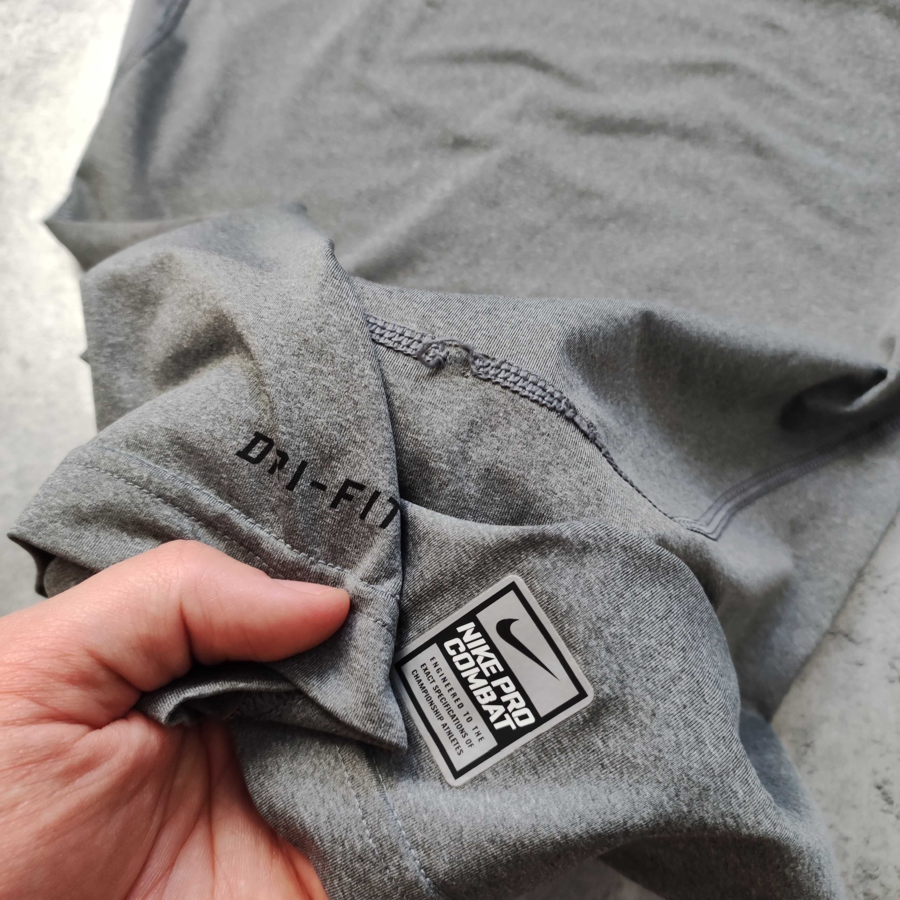 MĘSKA Koszulka PREMIUM Szara Trening Kompresyjna Nike PRO Combat Logo