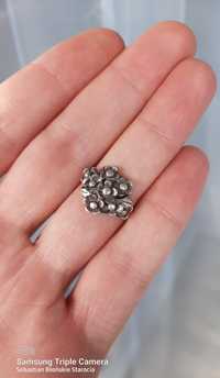 Stary srebrny pierścionek Warmet niezapominajka kwiatki vintage prl