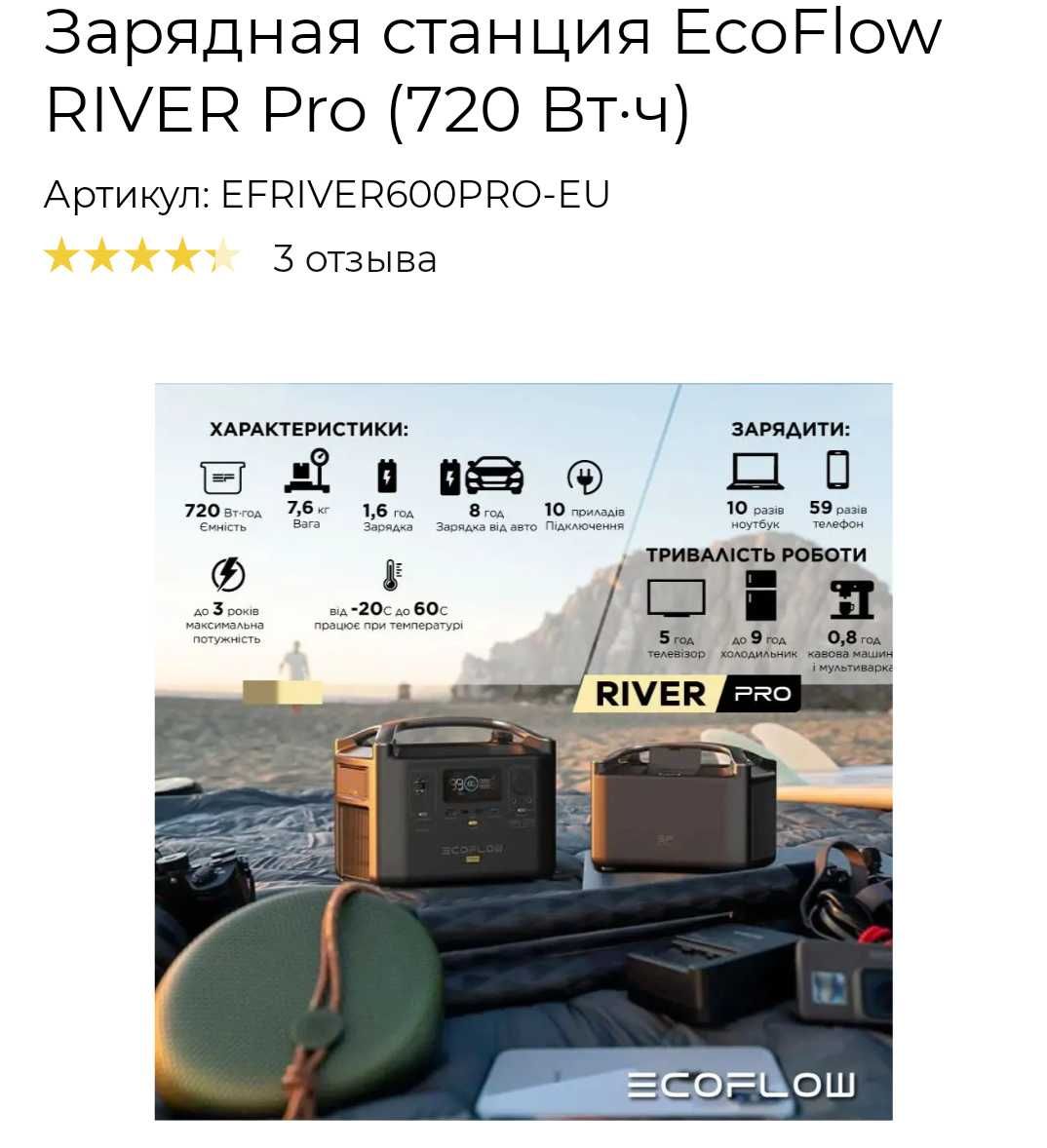 Зарядная станция Eco Flow RIVER Pro(720 Вт.ч)