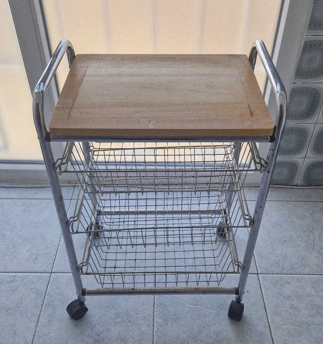 Carrinho de suporte doméstico com rodas, 3 gavetas