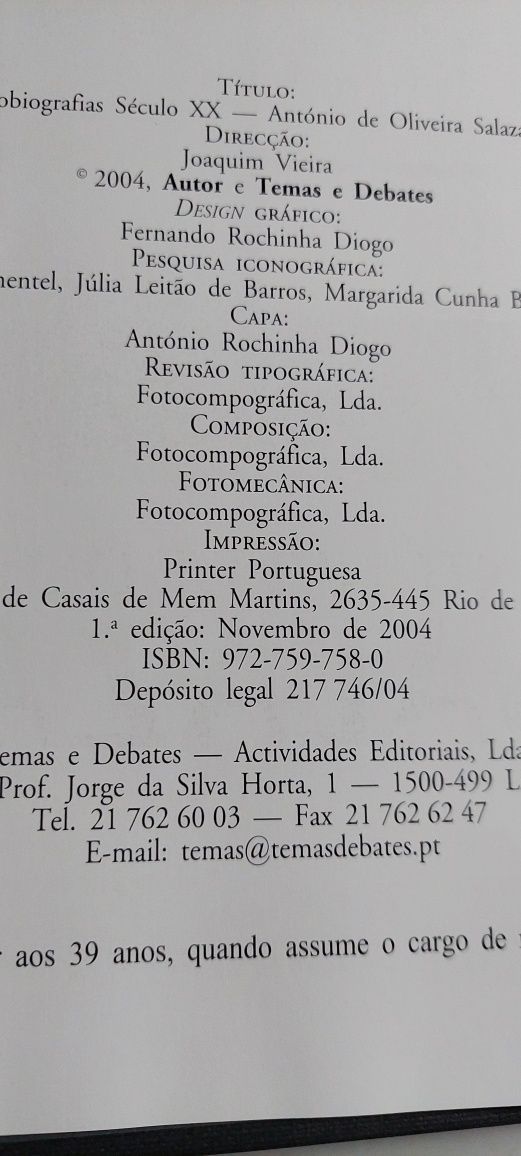 António de Oliveira Salazar - Joaquim Vieira, Fotobiografias Século XX