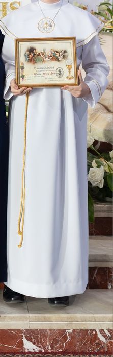 Alba komunijna długą chłopiec rozm. 158 + czarne spodnie