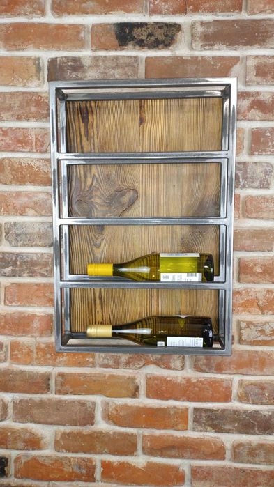 Stojak na wino ze starego drewna i stali –darmowa dostawa