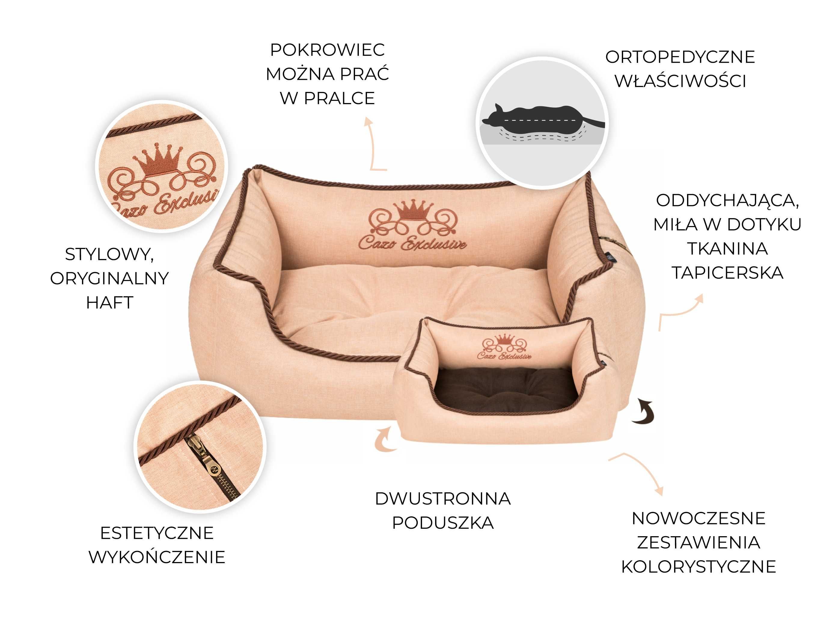 Legowisko dla psa, kota CAZO Royal rozm. M, 75x60cm, beżowy