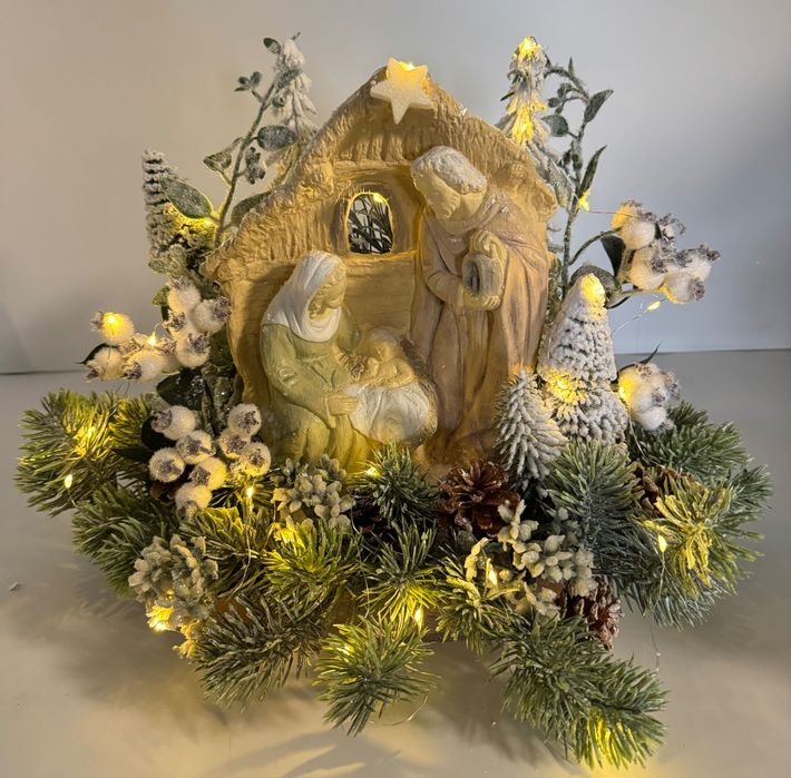 Stroik świąteczny szopka Bożonarodzeniowa Święta Rodzina