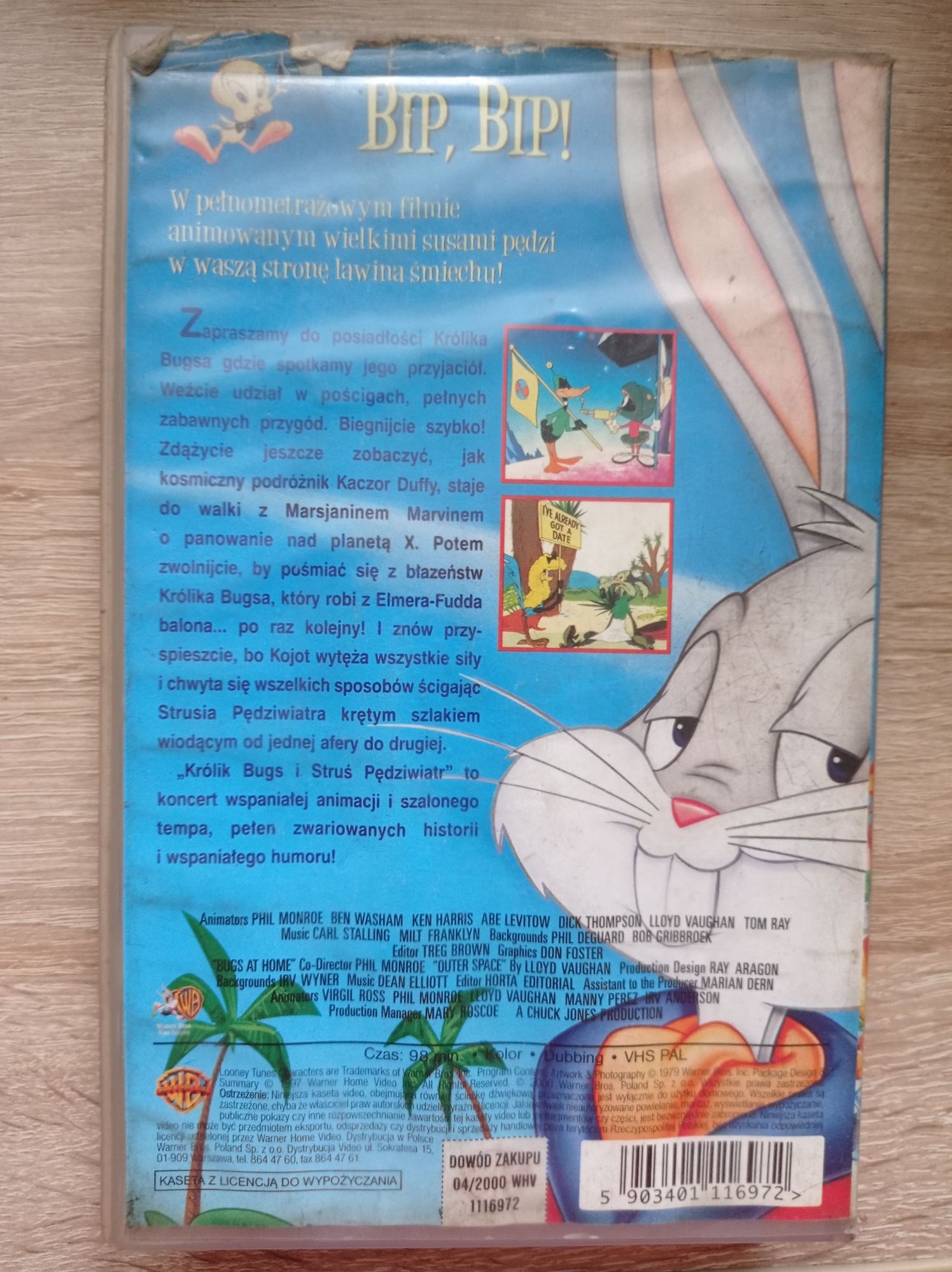 Królik Bugs i Struś Pędziwiatr Szalony Pościg VHS Kaseta