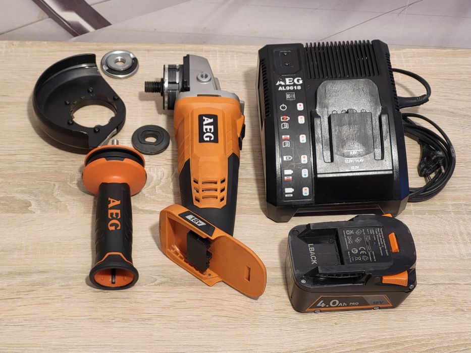 Szlifierka kątowa AEG BEWS 18 ładowarka AL9618 akumulator L1840S