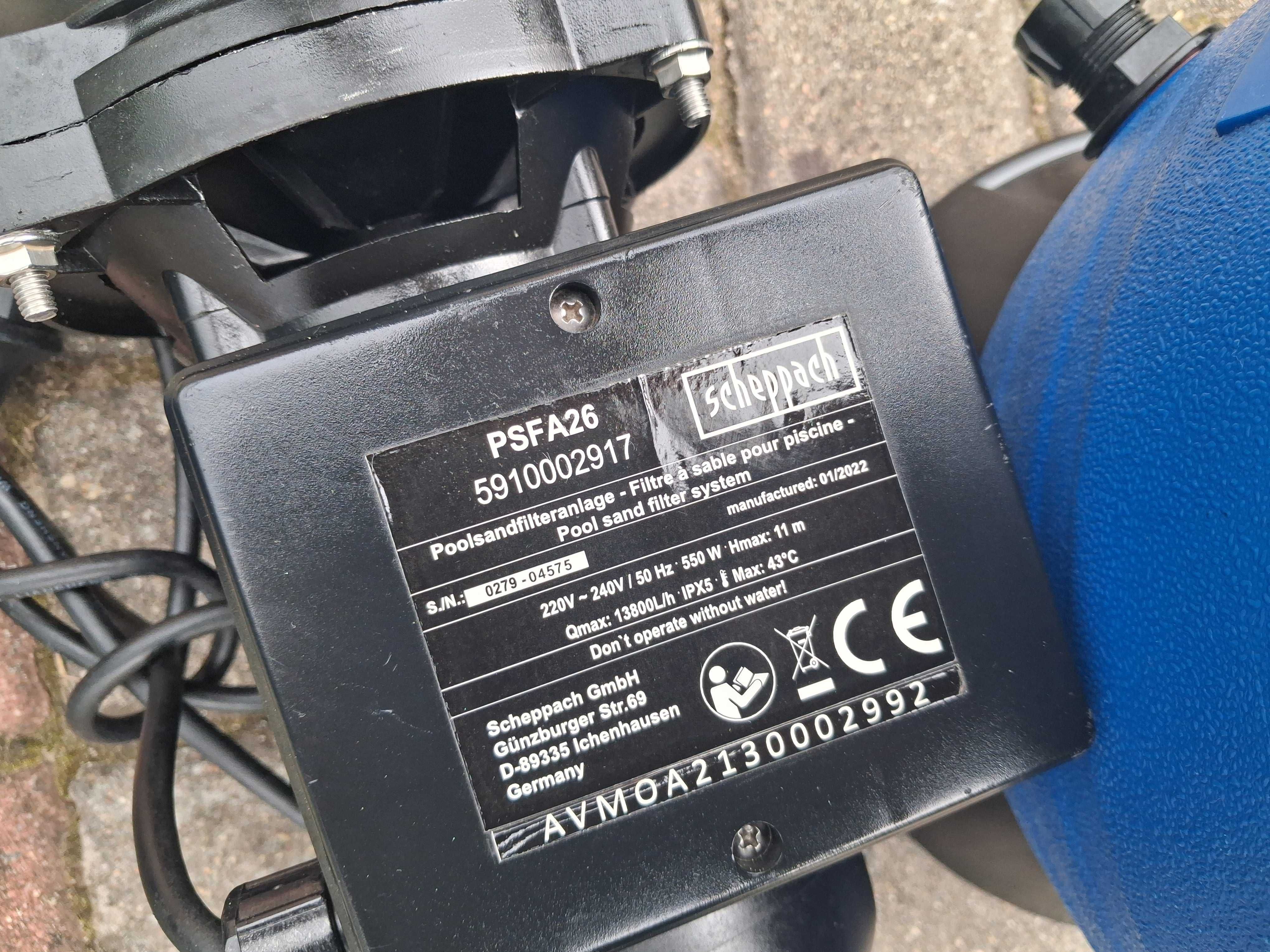 Zestaw do Basenu Filtr Piaskowy + pompa Filtrująca Scheppach PFA 26