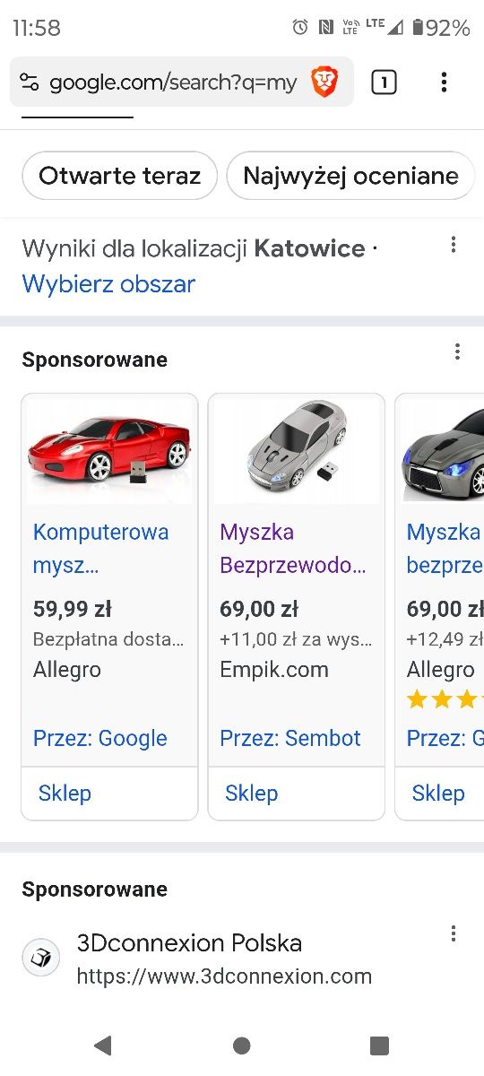 Myszka do komputera w formie samochodu
