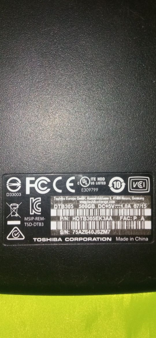 Зовнішній жорсткий диск Toshiba 500gb