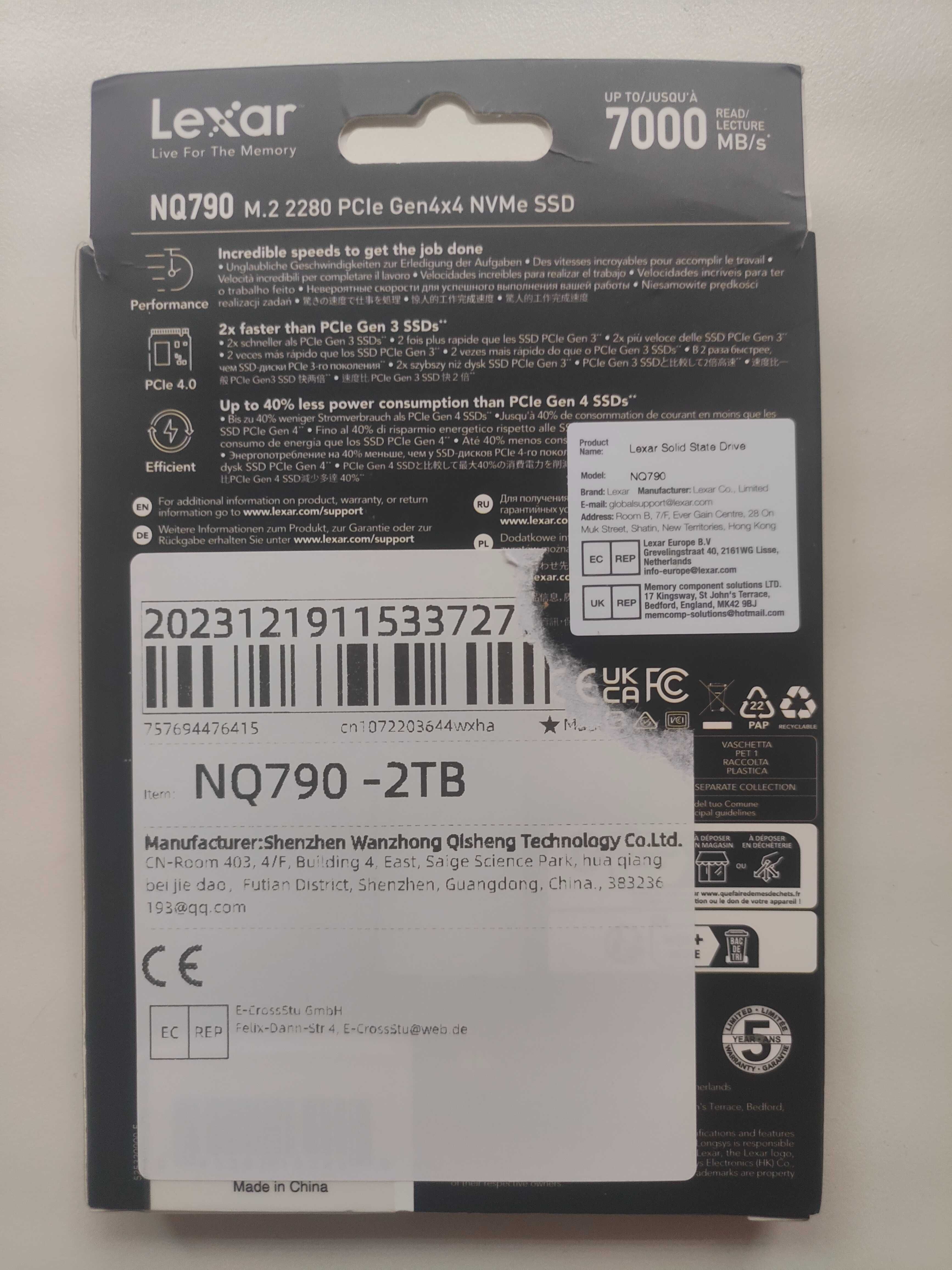 SSD Lexar NQ790 2TB M.2 2280 PCIe4.0x4 NVMe