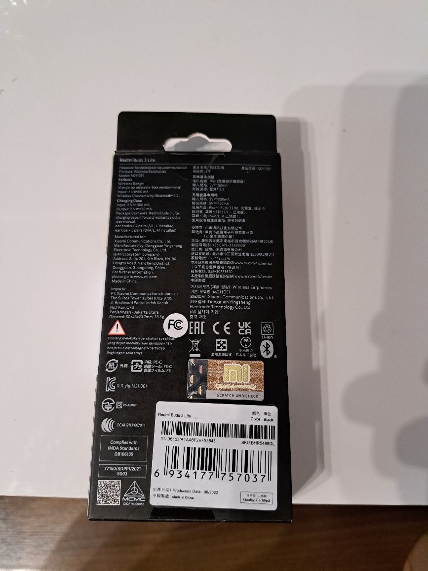 Słuchawki XIAOMI Redmi Buds 3 Lite Czarny