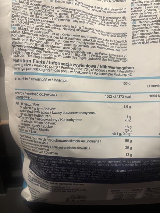 Gainer Mass AllNutrition 3000g Cookie&Cream kreatyna białko bcaa bulk