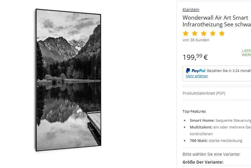 Умный инфракрасный обогреватель Klarstein Wonderwall Air Art Smart