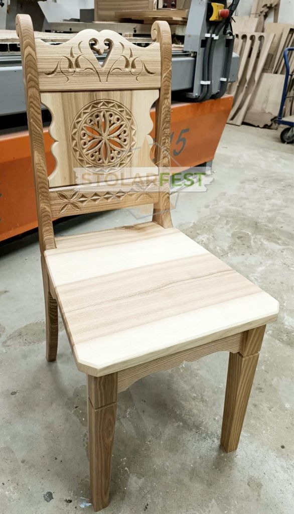 Krzesło dębowe jesionowe  góralskie zakopiańskie drewniane rzeźbione