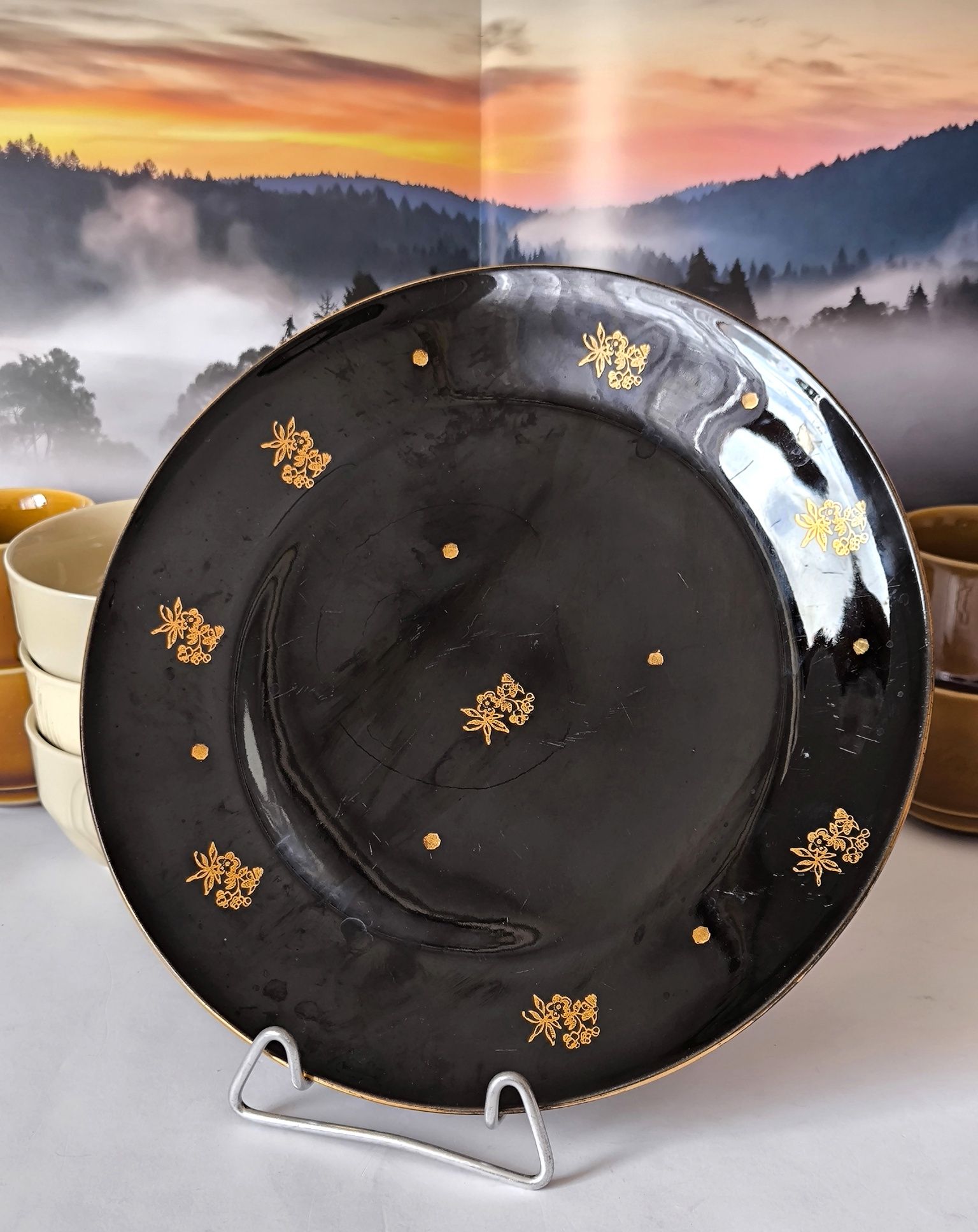 Talerz Pruszków piękny stary porcelit