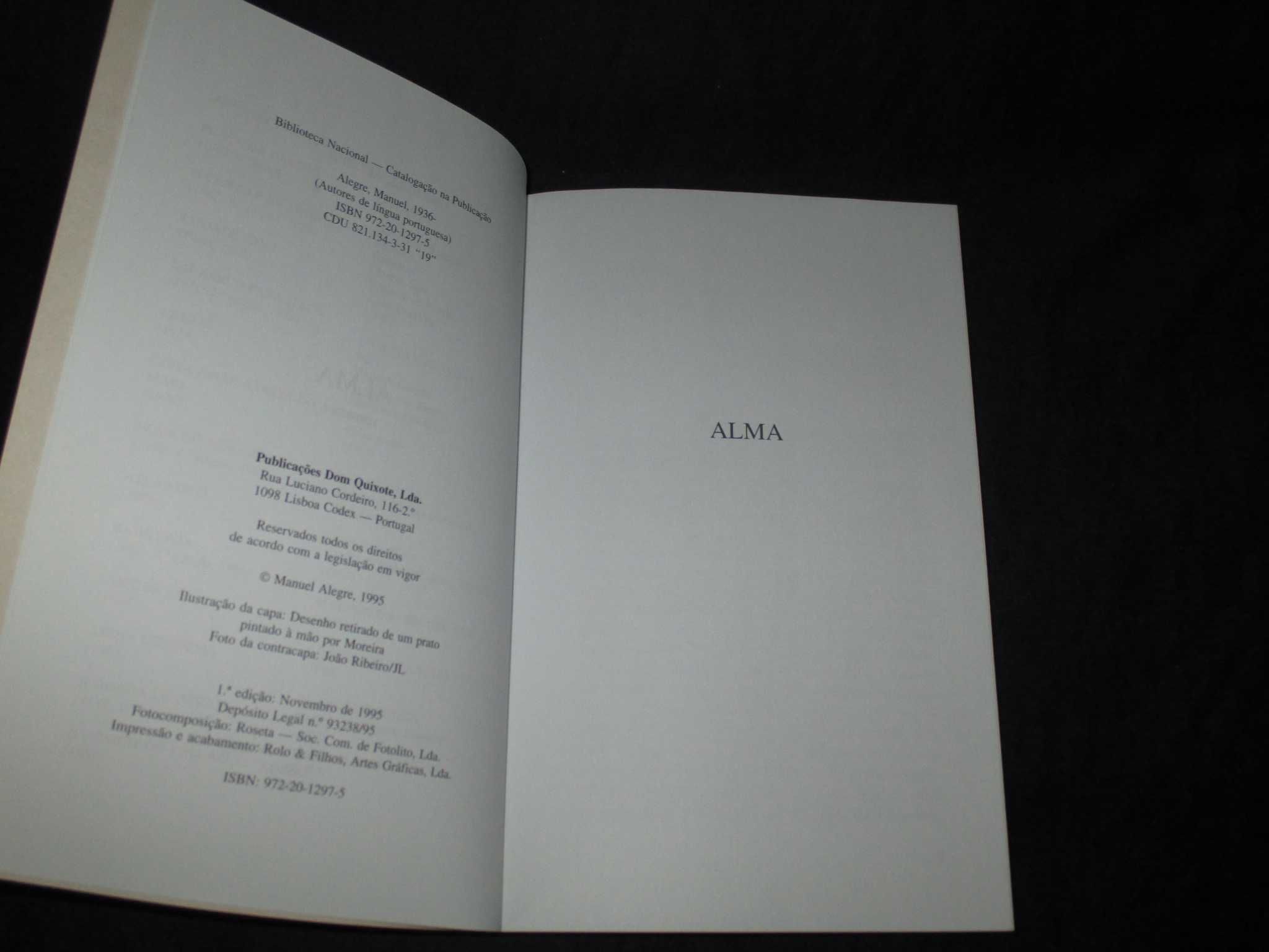 Livro Alma Manuel Alegre 1ª edição