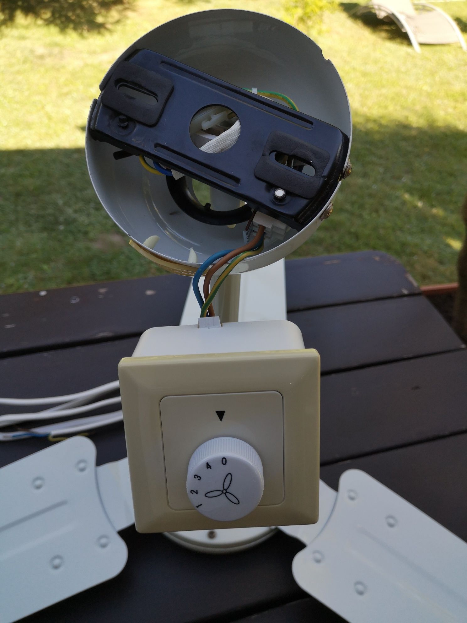 Wentylator sufitowy mieszacz wiatrak z regulatorem, biały