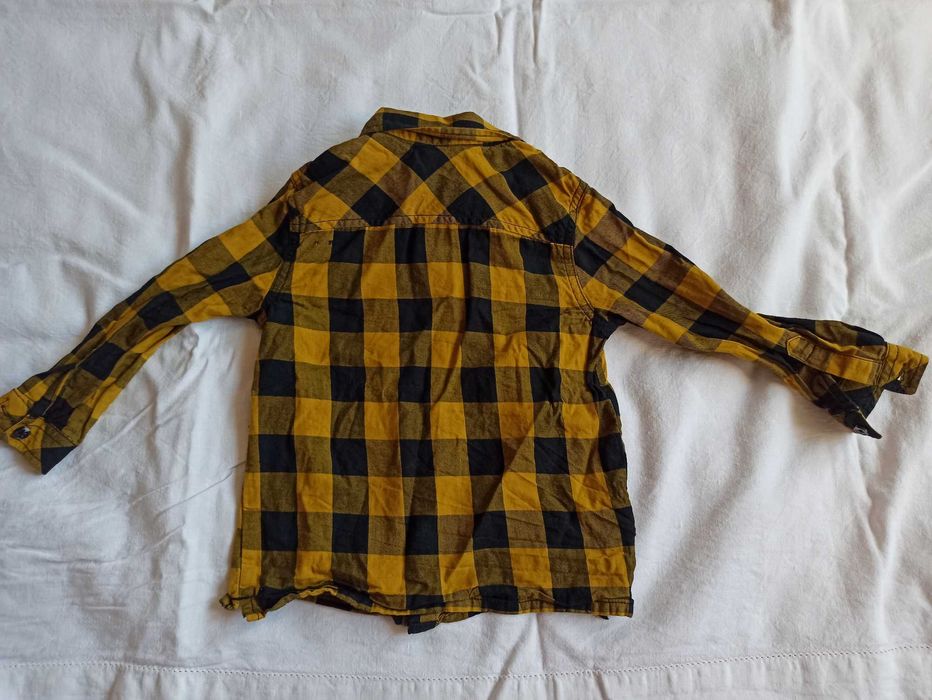 Koszula w kratę granatowo-żółta długi rękaw firmy Very r. 104/110