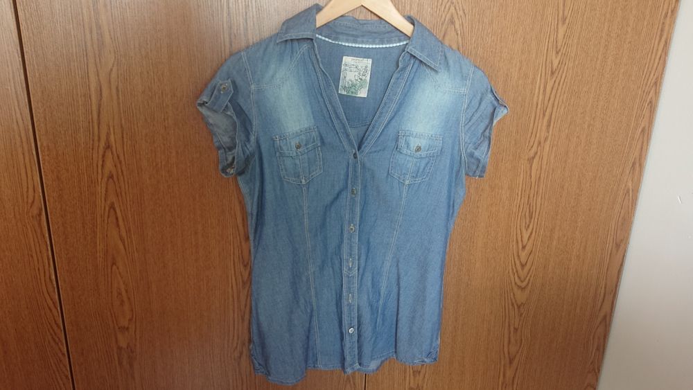 Koszula dzinsowa z krótkim rękawem rozmiar 38 Promod