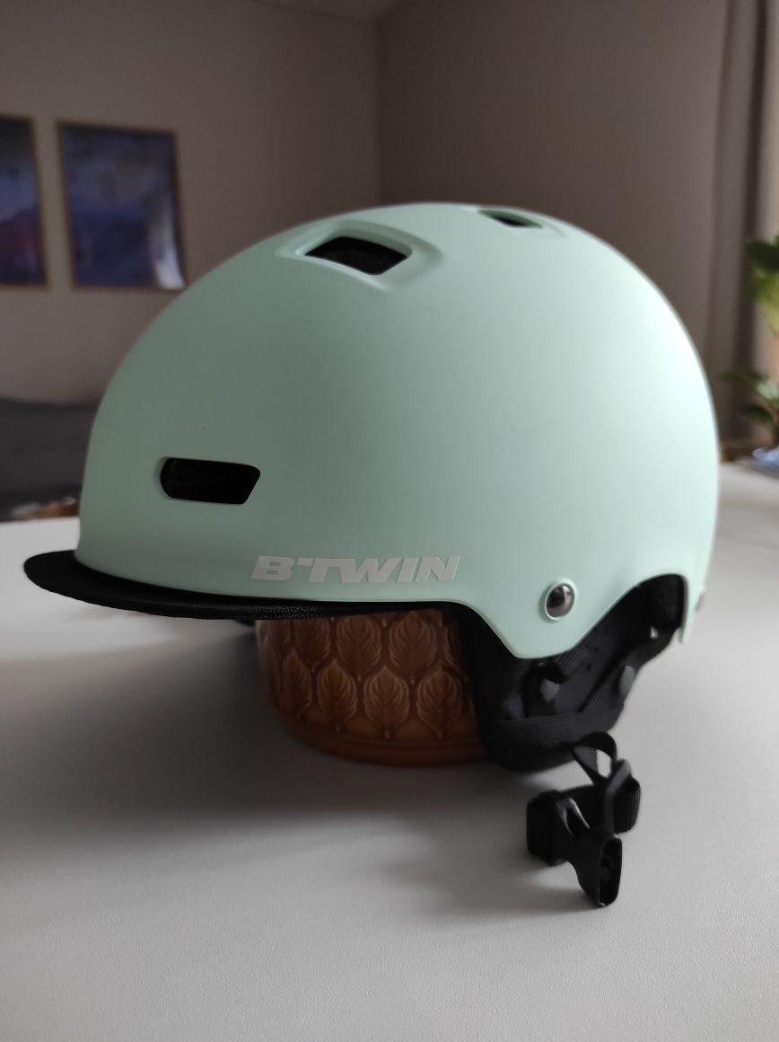 Kask rowerowy Btwin 500 orzeszek kask miętowy