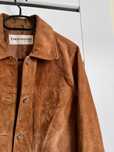 Skórzany zamszowy brązowy płaszcz vintage la Redoute 38m