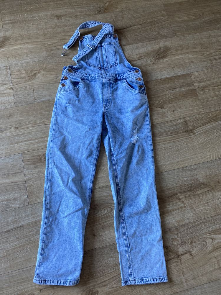 Ogrodniczki dla dziewczynki/H&M/152/Jeans/Przedarcia