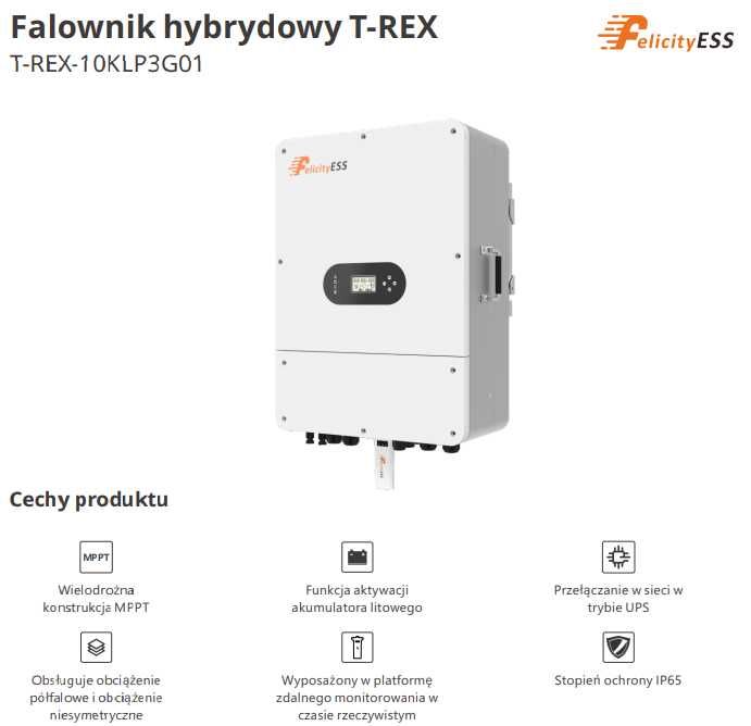 Inwerter Falownik Hybrydowy FELICITY T-REX-10KLP3G01 10kW + Sm. Meter