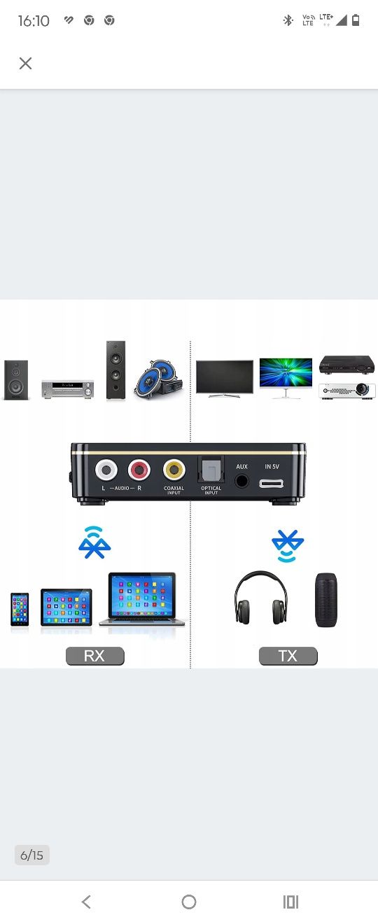 Odbiornik + nadajnik ADAPTER bluetooth 5.0 NFC AUX micro USB minijack