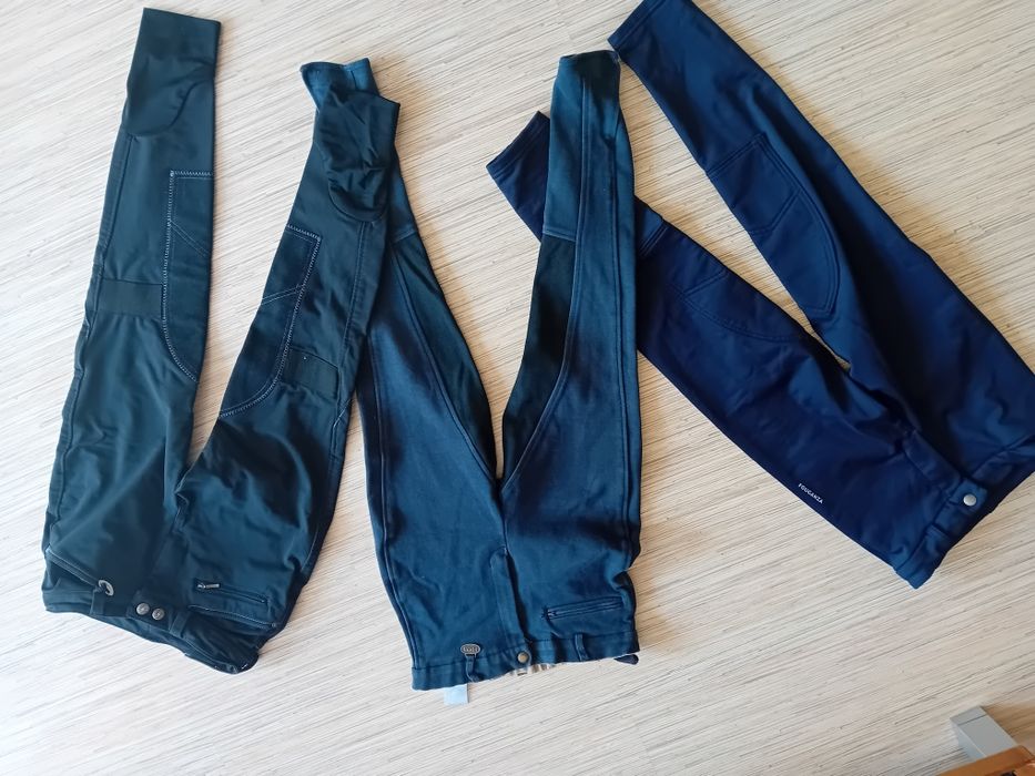 Zestaw 3 sztuki bryczesów rozmiar 142 cm spodnie do jazdy konnej