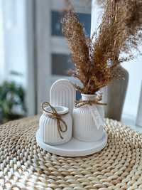 Zestaw ceramiczny wazon taca tecza sloiczek bukiet