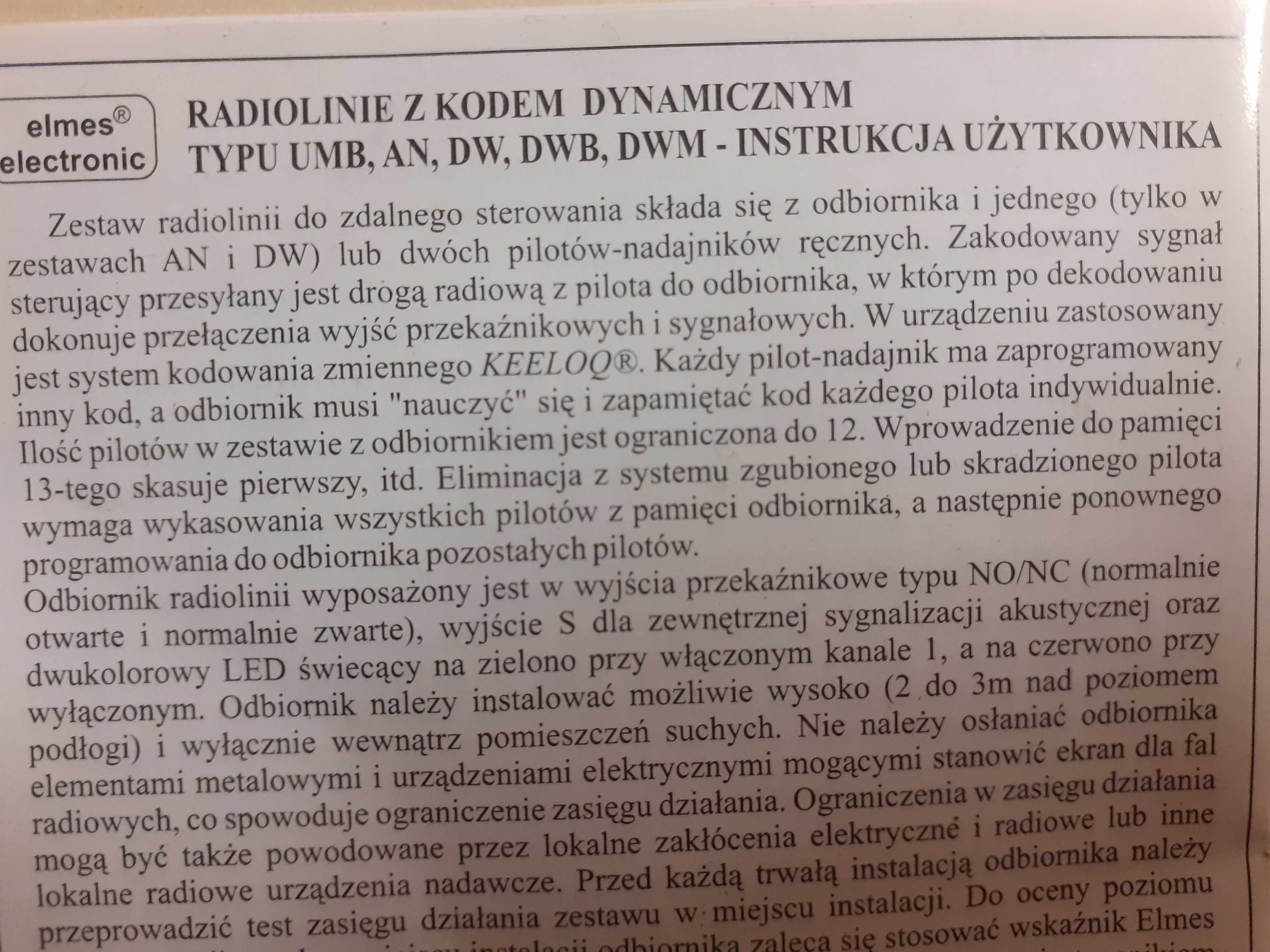 Radiolinia z Kodem Dynamicznym np Przekaźnik Anty Napadowym