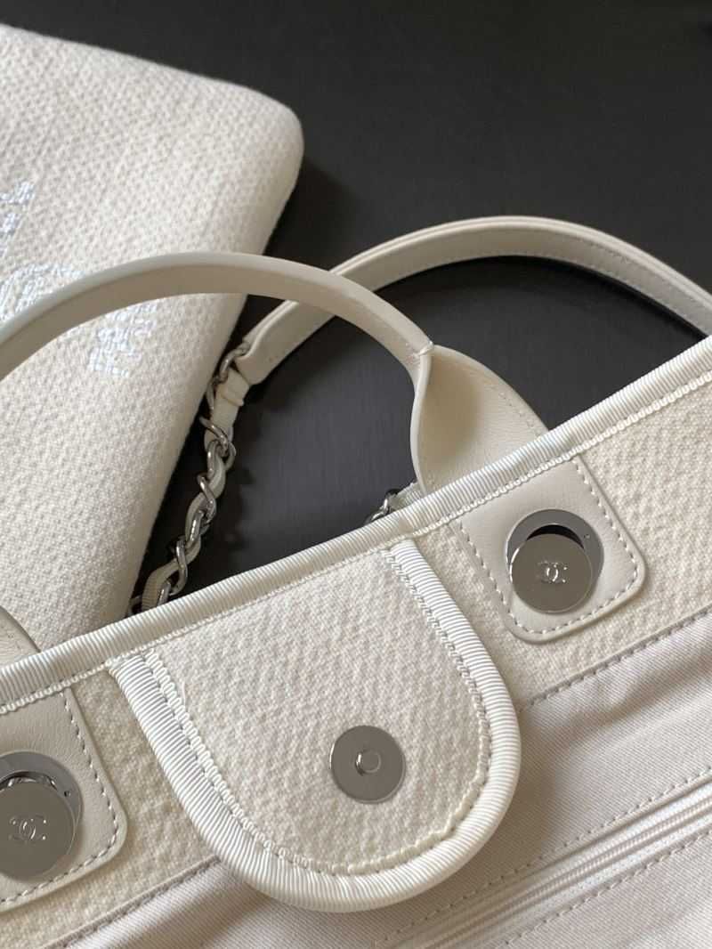 Torebka Chanel Deauville shopper płucienna srebrne okucia