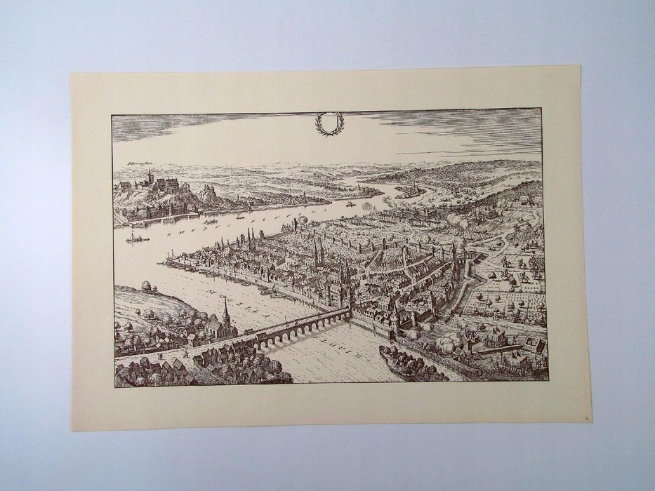 stara mapa grafika widok miasta papier czerpany 22