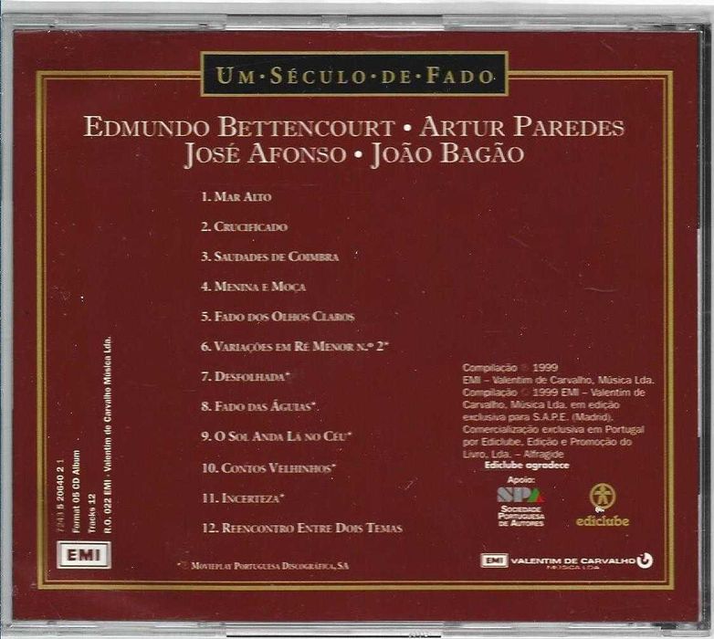 Um Século de Fado - - - - - ( Fado de Coimbra )	- - - - -				CD
