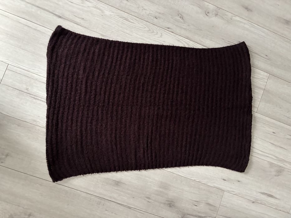 Duży komin na szyję brązowy czekoladowy kolor bordowy bakłażan bordo