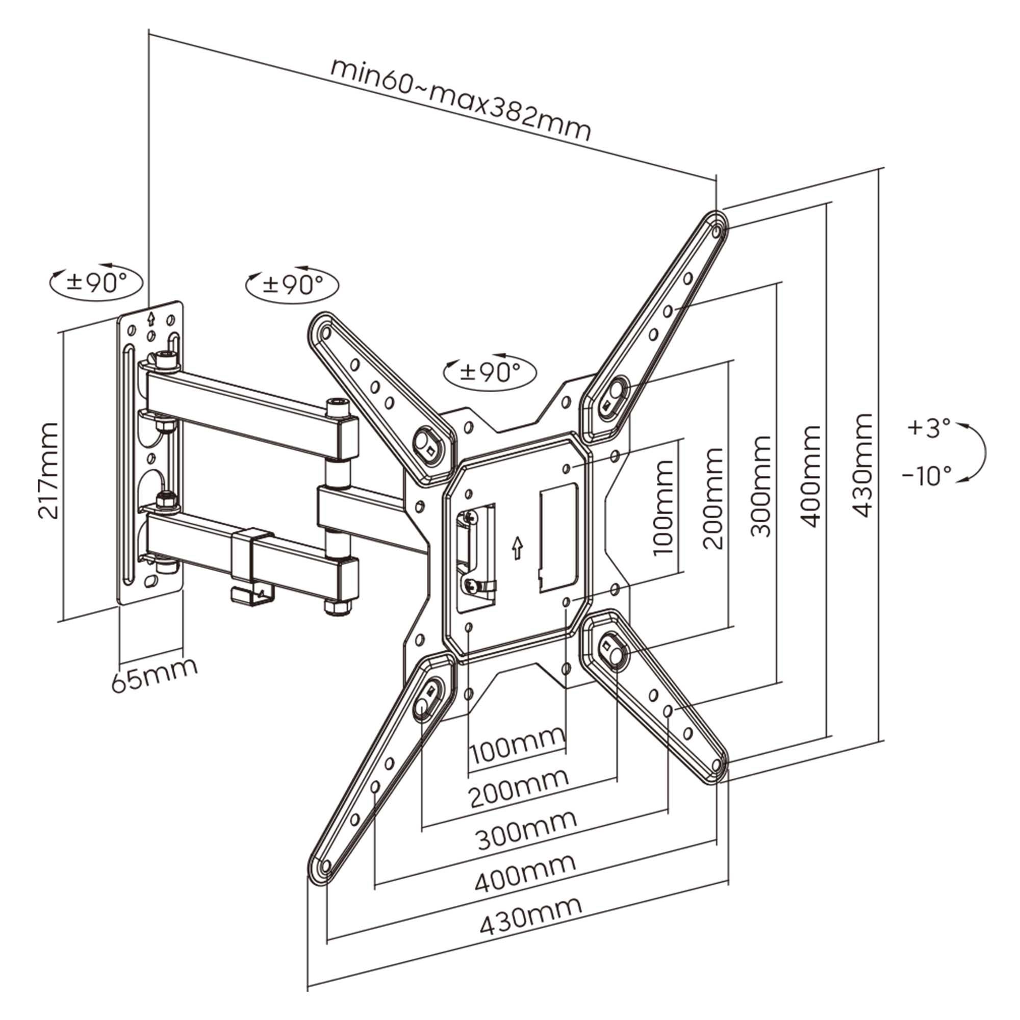Suporte de parede Full motion para TV até 55", Novo