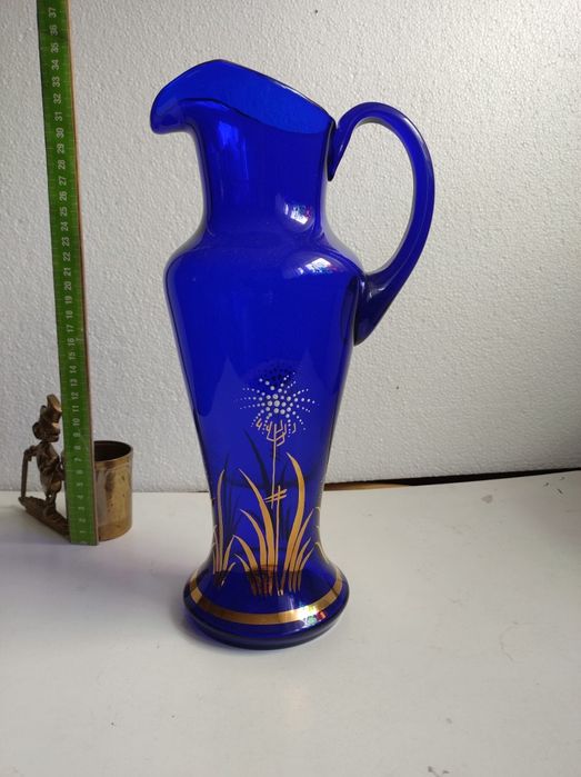 Wazon dzban kobaltowy vintage szkło