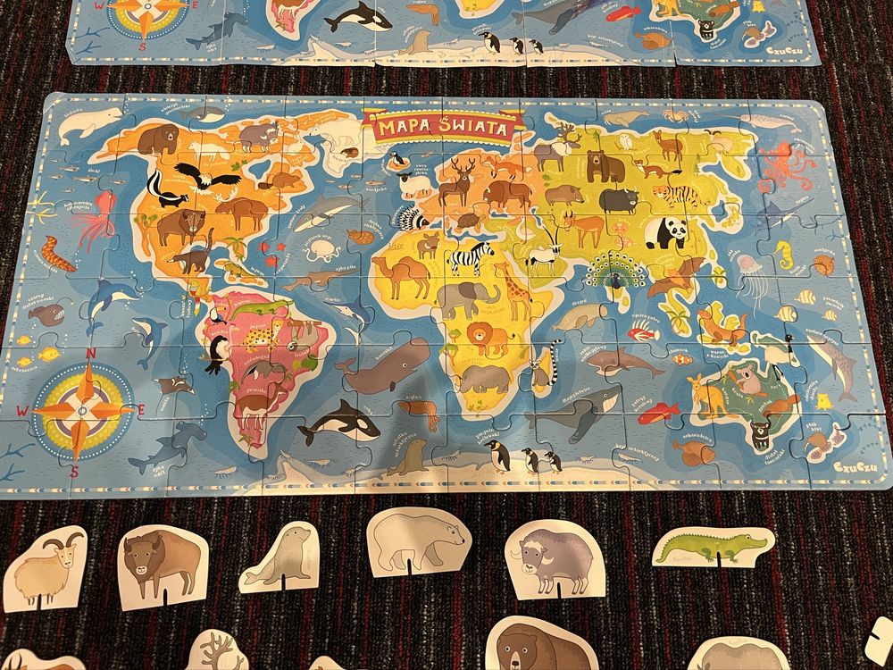 Puzzle Czuczu 4+ Mapa Świata zwierzęta