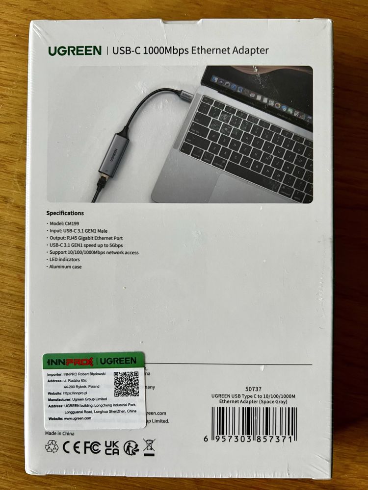 Adapter LAN RJ45 do USB-C UGREEN