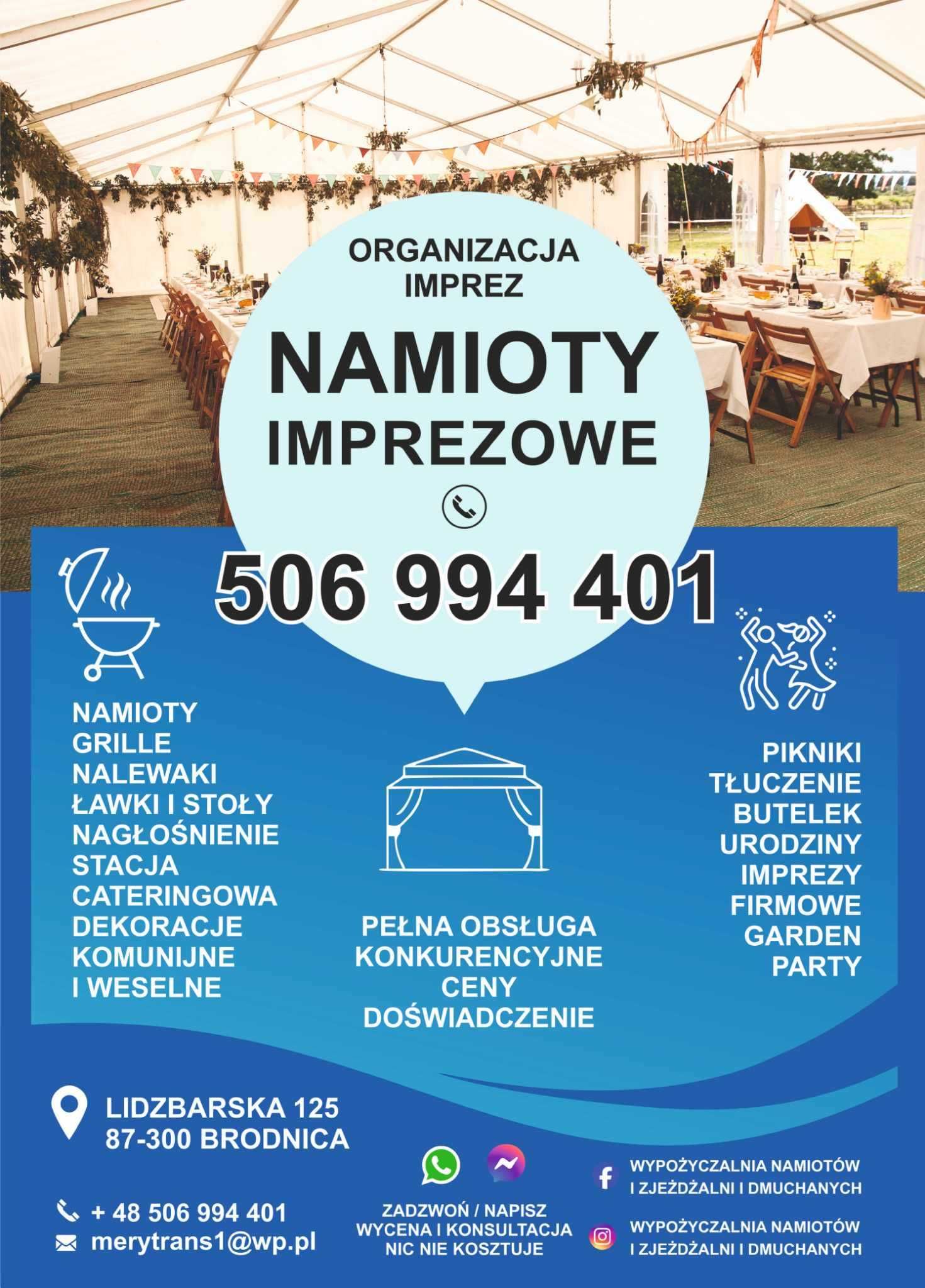 Wynajem namiotów imprezowych , namiot biesiadny , wyposażenie