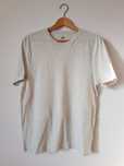 Męski biały t-shirt luźny S koszulka H&M szary wzorek print paski