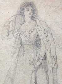 Eugene Delacroix - rysunek oryg. na papierze - studium kobiety