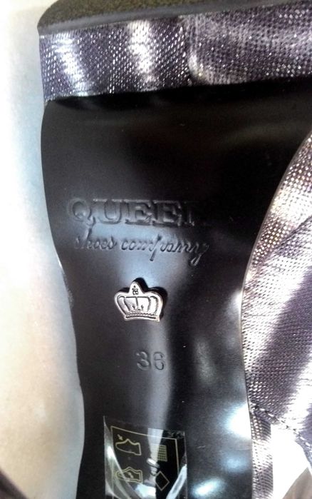 Босоножки серебряные на шпильке с бантом с блеском 36р - 23см